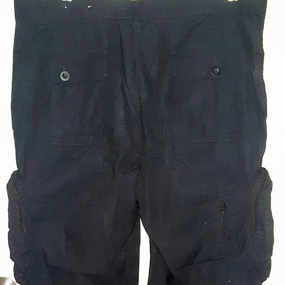 INC International Concepts Cargo Pants Mens 33x30 Black Many Zippers & Pockets - Picture 3 of 10